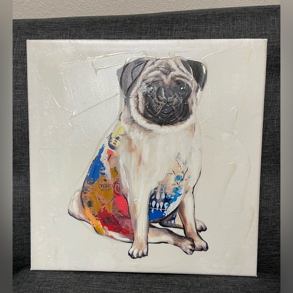 Pug Dog Wanna-Be Artist Canvas Art 14X14 - Picture 2 of 8
